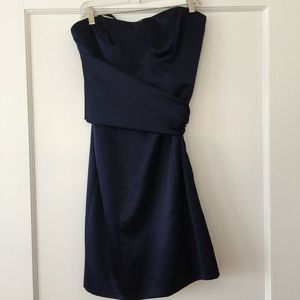 Nicole Miller Strapless Navy Blue Dress